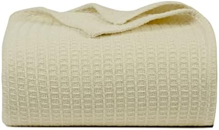 Waffle Weave Luxury Lightweight Reversible Breathable 100% Cotton Throw Blanket for all Seasons for Bed, Couch, Sofa (King, 108X90 Inch) Ivory by BBH