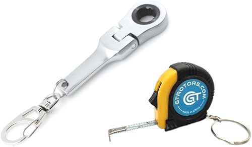GTRotors Llavero de llave de trinquete de 0.394 in (bono gratis cinta métrica mini) (plata 2)