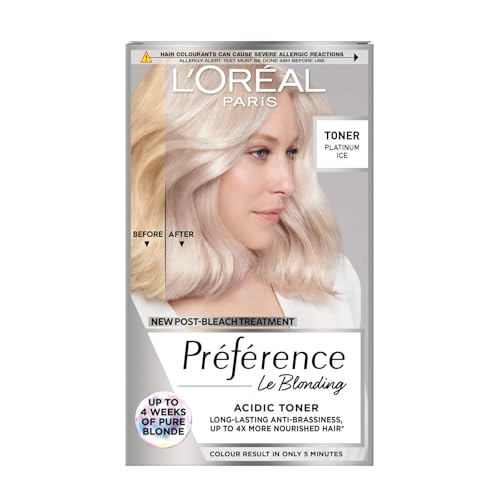 L'Oréal Paris Préférence Le Blonding Acidic Toner, Post Bleach Treatment with no Ammonia, Long Lasting Anti-Brassiness, Platinum Ice 01