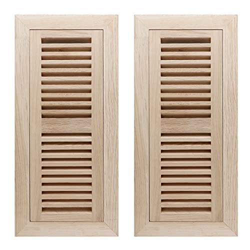 Oak Floor Register for 4x12 Inch Duct Holes - Flush Mount Floor Vent with Metal Damper - White Wooden Vent Covers for Home Floor - 0.8 Inch Thickness - Unfinished - 2PCS by SANYCASA - Used condition - US$37.86