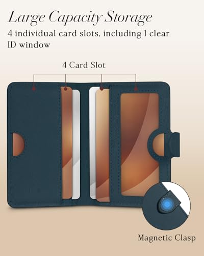 Image of Shorogyt for Magnetic Phone Wallet Compatible with Magsafe Card Holder - Luxury Slim Leather Mag Wallets for Women Fit 4 Cards, for iPhone 17 /16 /15 /14 /13 /12 Series for Apple RFID Magnet, Lyc Blue