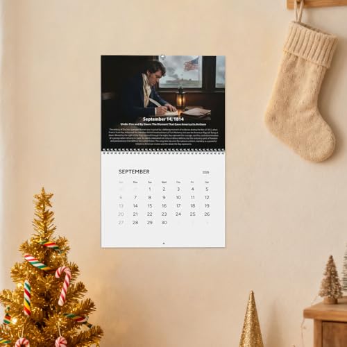 Calendario de pared 2026 histórico y patriótico con planificador anual completo de papel premium 3