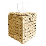 Decocoon Water Hyacinth Toilet Paper Holder, Wicker Tissue Box Cover, Tissue Cube Box, Rattan Tissue