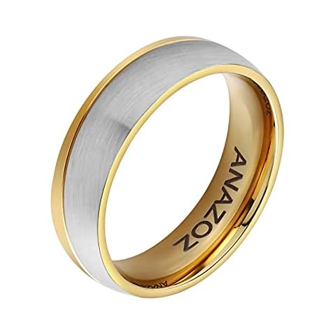 ANAZOZ His & Men's Ring for Love Titanium 18K Gold-Plated Wedding Engagement Band 6mm US Size 10 Cover