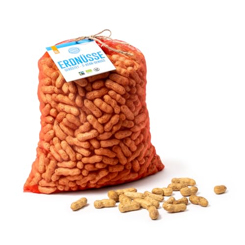 PAKKA - Bio Fairtrade geröstete Erdnüsse mit bis zu 4 Kernen in Schale 1 7kg direkt von Kleinbauern aus Samarkand in Usbekistan vegan Familienpackung Value-Pack 1700g (1er Pack)