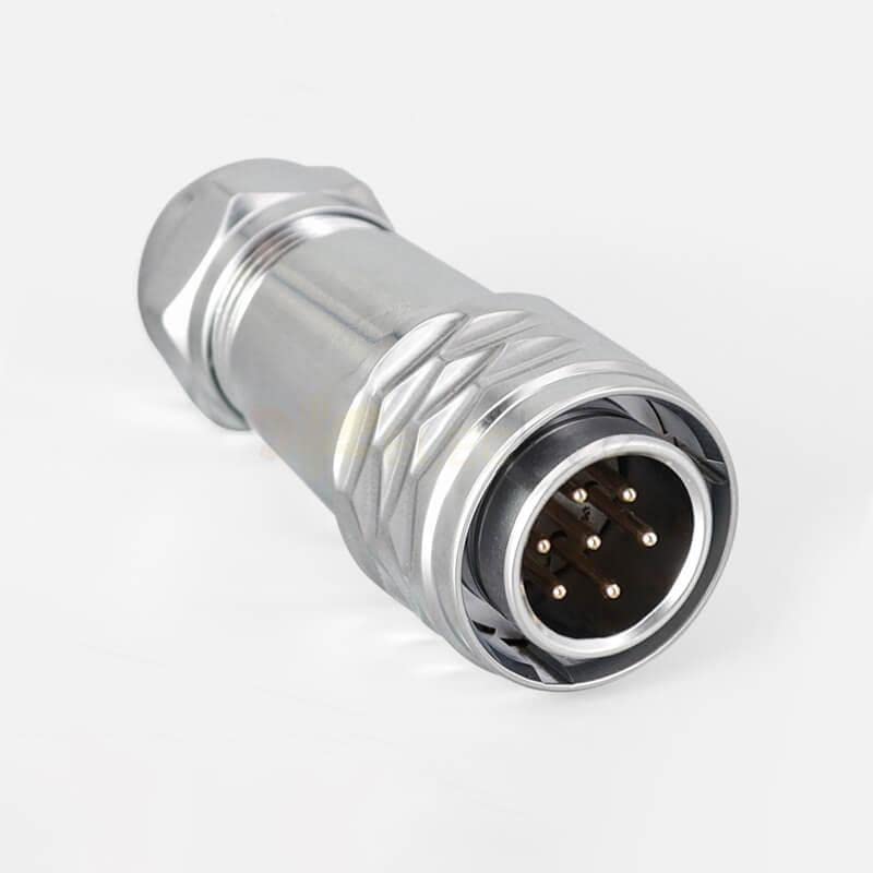 SF20 7 Pin Plug+Socket Waterproof 4-Hole Flange Quick Push-Pull Metal Aviation Circular Industrial