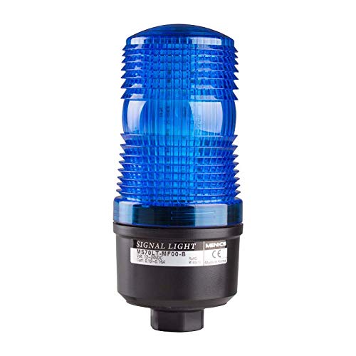 MS70LT-MBFF-B, 70mm LED Signal Light, Direct Mount, Flashing & Buzzer, 110-220VAC, Blue Lens