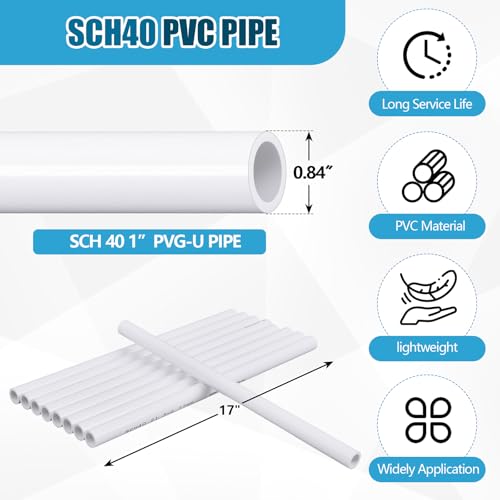 Image of 1 Pcs 1 Inch PVC Pipe 17long Sch40 Industrial Pipes, White