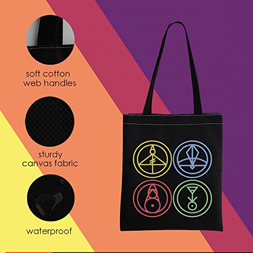 Bolso tipo tote con diseño de casa de dibujos animados, fuego, hielo, planta y luz, regalo miniatura 4