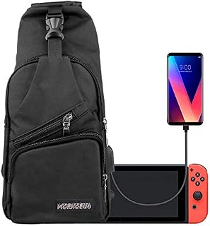 EEEKit Sling Bag, Crossbody Bag for Nintendo Switch Console & Phone, Men Women Casual Shoulder Bag Chest Bag with USB Charging Port, Sports Backpack for Travel Hiking