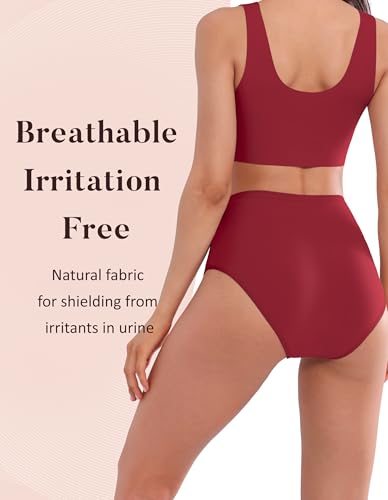 Image of AIRCUTE Washable Urinary Incontinence Protective Underwear for Women Leak Proof Absorbent Reusable Panties 60ML 1 Pack (Rose Red, X-Large)