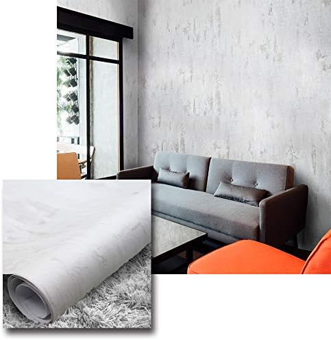 Urban Décor Modern Wallpaper, Vinyl Peel-and-Stick Wall Décor (2' x 8' (2pcs, 32 sqft), Vintage Metal (White))