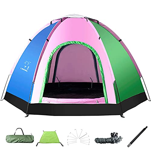 Tente tunnel 2-6 places avec auvent, abri de camping familial pop-up automatique