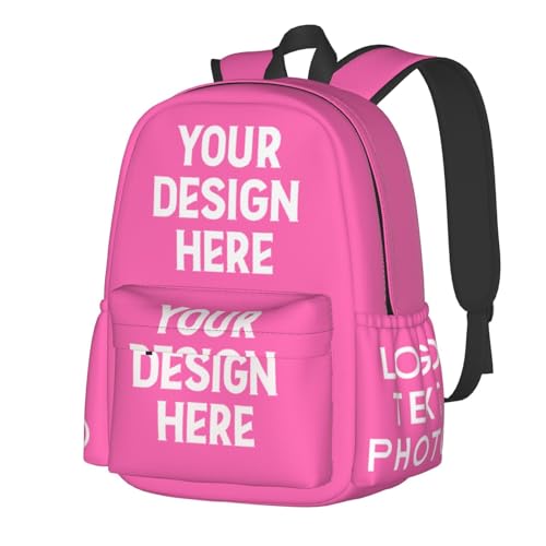 Personalized Backpacks For Women Men Design Your Own Work Travel Laptop Bag Laptop Bag Customized Travel Computer Zipper Bookbag,Hot Pink-0162