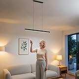 XMTECH 36W 100cm dimmbare LED Pendelleuchte mit Fernbedienung, stufenlos regelbar 2800–6500K, höhenverstellbar bis 115cm, Aluminium Acryl Leuchte für Loft & Gastzimmer, IP44