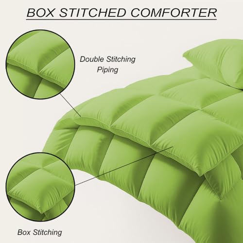 Image of Palatial King Size Comforter Set - All Season Down Alternative Bedding Comforter Set - Quilted Duvet Insert with Corner Tabs - Box Stitched Blanket - Breathable, Soft - Sage Green