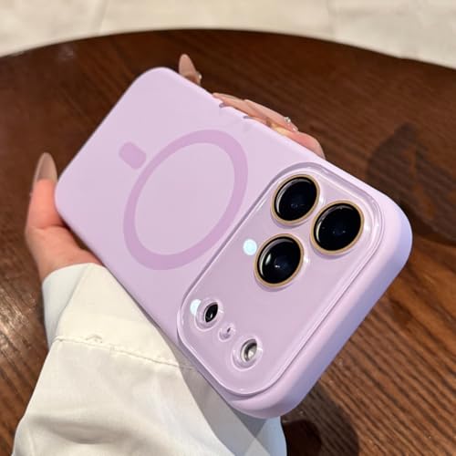 Coque silicone pour iPhone 14 violette compatible charge magnétique sans fil