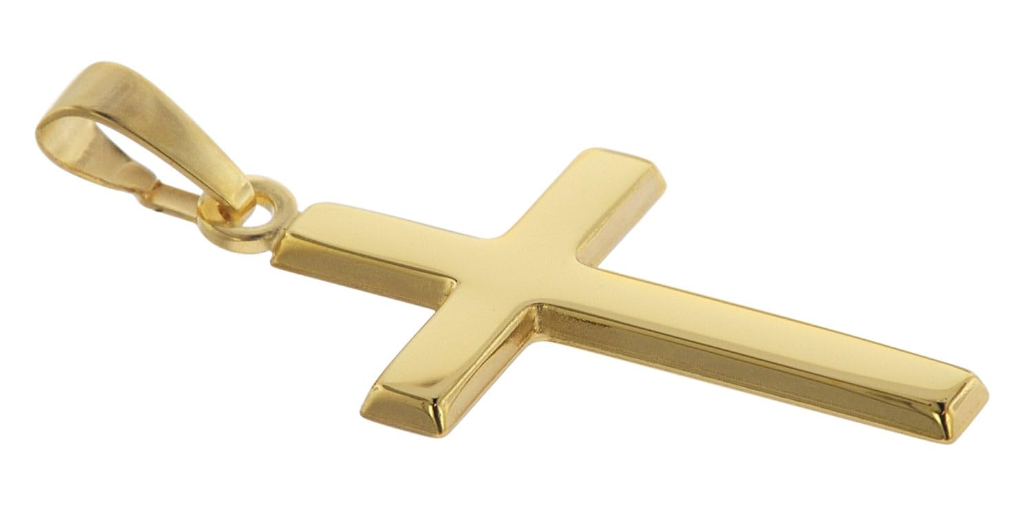 trendor Kreuz Gold 333 mit goldplattierter Venezianer Kette 08500 | Damen Halskette, Gold Anhänger, Kreuz Anhänger aus Echtgold, elegantes Geschenk