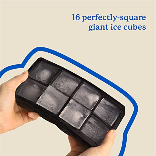 Samuelworld Large Silicone Ice Cube Tray Molds, 2-Pack, Big 2 Inch Cubes - Food Grade, Flexible, 8 Cavity Easy Release Slow Melting Ice For Whiskey, Cocktails, Gifts & Christmas - Black #TOP4
