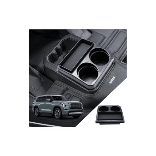 LANTU for Sequoia Second Row Organizer 2023-2026 Toyota Sequoia(Platinum/1794 Edition/Capstone) Accessories Back Seat Organizer with Two Extra Cup Holders Durable ABS Plastic