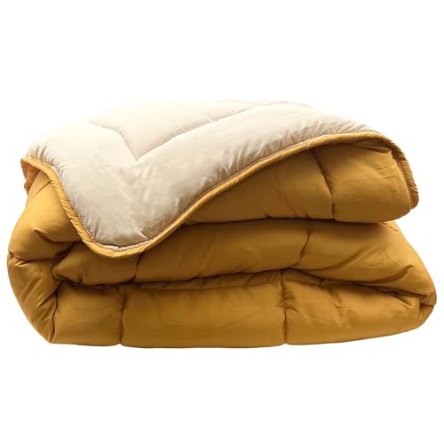 Linnea Couette Hiver 200x200 cm Cocoon Bicolore Jaune Miel/Galet garnissage Fibre Polyester 400 g/m2