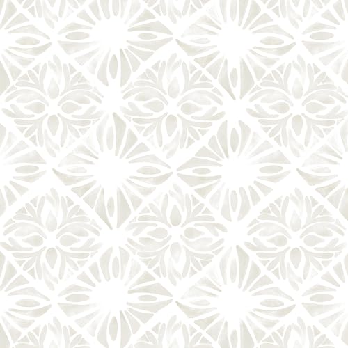 Yomshi Papel de contacto geométrico autoadhesivo de 44 cm x 10 m, papel tapiz blanco y marrón para dormitorio y baño, estilo minimalista moderno