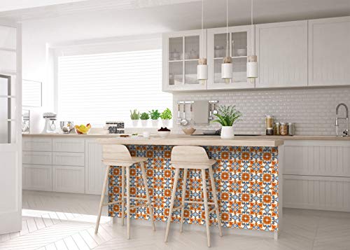 Backsplash Peel And Stick Tile Stickers 24 Pc Set Authentic Tile Decals Bathroom & Kitchen Vinyl Wall Decals Easy To Apply Just Peel & Stick Home Decor (4X4 Inch, Vintage Orange H7) #TOP2