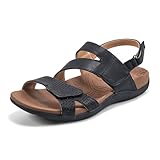 Rockport womens Adjustable Strap Flat Sandal, Black, 7 US