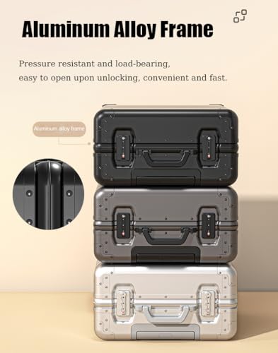 ZMY 18-inch Aluminum Magnesium Hardside Zipperless Hardshell Spinner Luggage (Grey)4