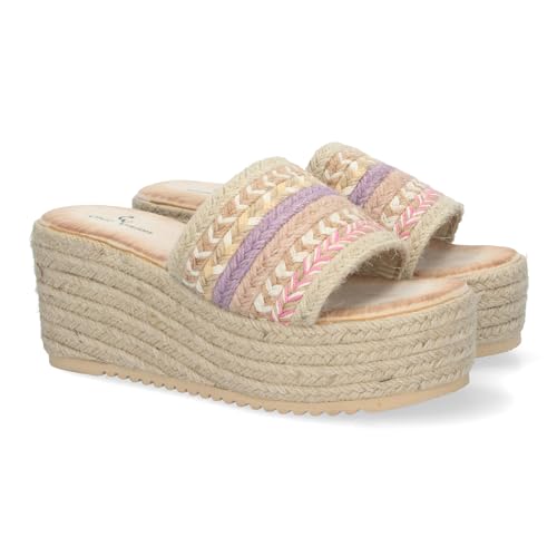 shoes&blues.es 80908-Sandalias de Plataforma de Yute para Mujer - Elegantes y Confortables, Diseno Sofisticado, Puntera Abierta y Facil Ajuste. Talla 39 Rosa