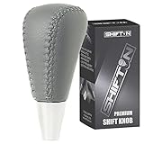 SHIFTIN Leather Wood Gear Shift Knob for Toyota Avalon Yaris 4Runner Land Cruiser Sienna Camry Solara Tacoma and Lexus ES300 ES330 GS300 GS400 GS430 (Gray Leather)