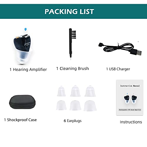 Incensonic Digital Mini Hearing Aids Magnetic Charging Rechargeable Adjustable Amplifier For Elderly Hearing Loss Digital Ear Hearing Assist Devices (Left, Black) #TOP6