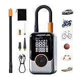 Lvozize Compresor Aire Portatil, Recargable Inflador Ruedas Coche Digital Inflador Electrico para Coches con Iluminación LED de Emergencia y Luz LED para Coche, Bicicleta, Moto