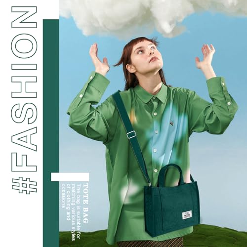 Image of Corduroy Tote Bag for Women Small Satchel Bag Mini Tote Bag Aesthetic Crossbody Handbag - School Work Travel Shopping