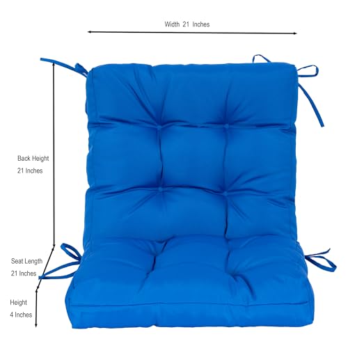 Image of QILLOWAY Outdoor Seat /Back Chair Cushion Tufted Pillow, Spring /Summer Seasonal All Weather Replacement Cushions. (Marine Blue)