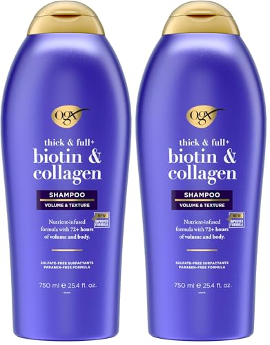 OGX Thick & Full + Biotin and Collagen Shampoo, 25.4 Fl Oz (Pack of 2)