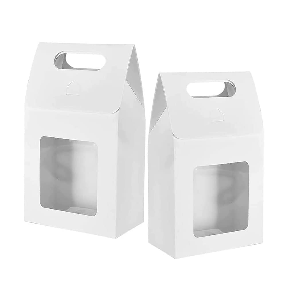 20 Braune Geschenktüten Mit Griffen & Fenster – Kraftpapier, 12x6x16 Cm