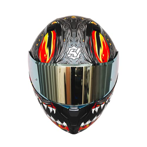 Image of HAX Modular Flip-Up Dual Visor Motorcycle Helmet Adult DOT /ECE Approved | Lightweight, Comfortable, and Stylish Helmet for Men and Women - Amatista Series Mutant Grey M