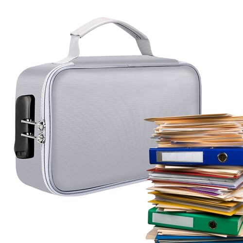 Documenti della casella di file a prova antincendio - Organizzatore portatile sicuro e impermeabile | Casella file di bloccabile a 3 livelli per documenti importanti, protezione di denaro dei certific