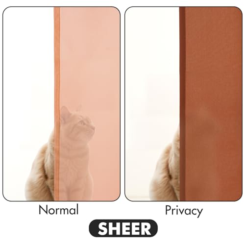 Image of MIULEE Terracotta Fall Semi Sheer Privacy Curtains 2 Panels 52W x 96L | Semi sheer privacy, non-see-through, light filtering, fits kitchen, bathroom, bedroom