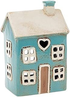 Village Pottery Blue House Heart Tealight Holder