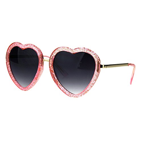 PASTL Glittery Heart Shape Sunglasses Sparkly Love Fashion Womens Shades UV 400