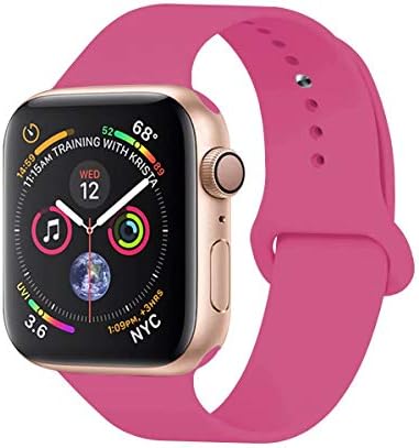 YC YANCH Compatible with for Apple Watch Band 38mm 40mm, Soft Silicone Sport Band Replacement Wrist Strap Compatible with for iWatch Series 5/4/3/2/1, Nike+, Sport, Edition, S/M, Dragon Fruit