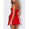 Relipop Women's Dress Spaghetti Strap Waist Tie Knot Wrap Front Ruffle Hem Short Dress Red