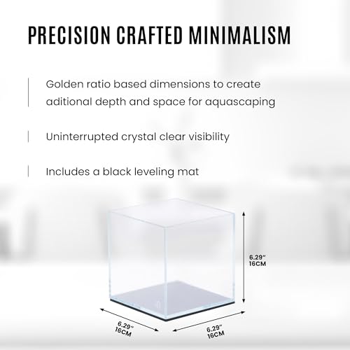 Image of Ultum Nature Systems Ultra Clear Rimless Aquarium - Low Iron Glass Fish Tank with 45 Mitered Edges, 5mm-12mm Thick, Leveling Mat Included (16C, Cube, 1 Gallon)