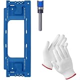 Scharnierschablonen-Set, Türriegel-Fräseinrichtung für Installation und Positionierung, Tischlerei und Tischlerwerkzeug-Zubehör (blau + Handschuhe)
