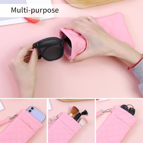 Image of Double Eyeglass Case Soft Dual Glasses Case for Women Men Travel Squeeze Top Sunglasses Cases Eyeglasses Pouch