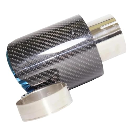Silencieux buse embout pot d'échappement voiture en carbone bleu brillant 60mm 114mm - 6