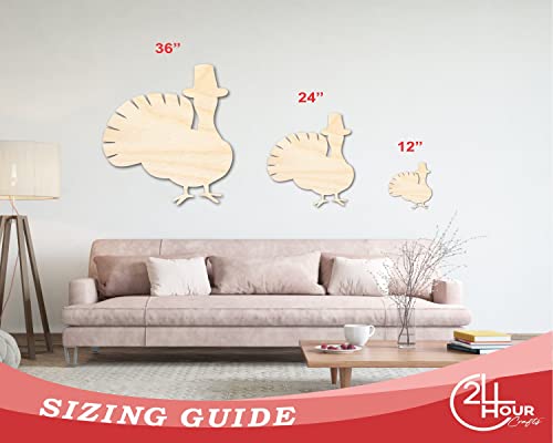 Unfinished Wood Pilgrim Turkey Shape - Craft - Up To 36" 4" / 1/8" #TOP3