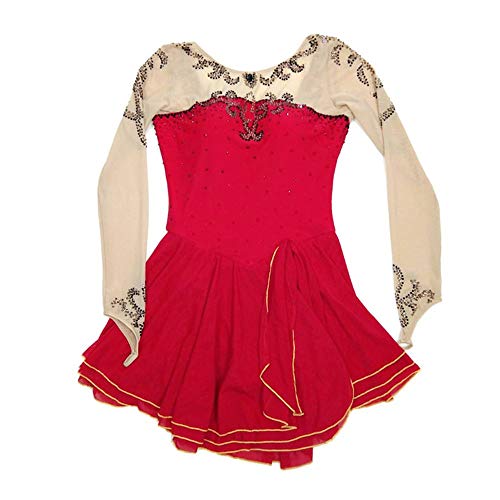 Vestido feminino patinação no gelo saia longa desempenho rítmico competição dança collant artístico